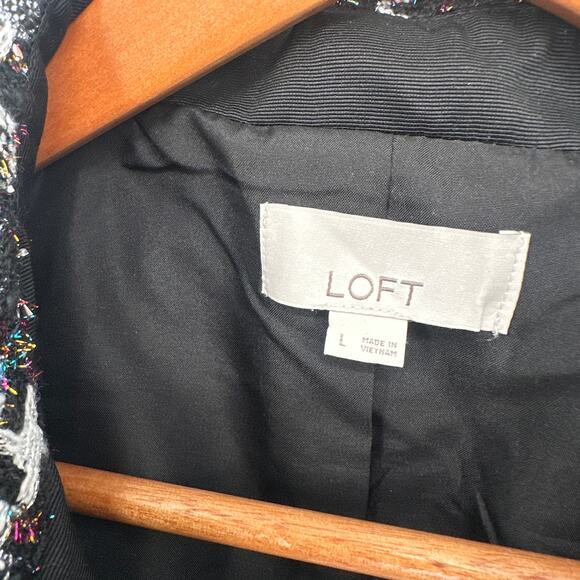 LOFT Metallic Tweed Cropped Shirt Jacket Blazer Button Up // L - Picture 6 of 11
